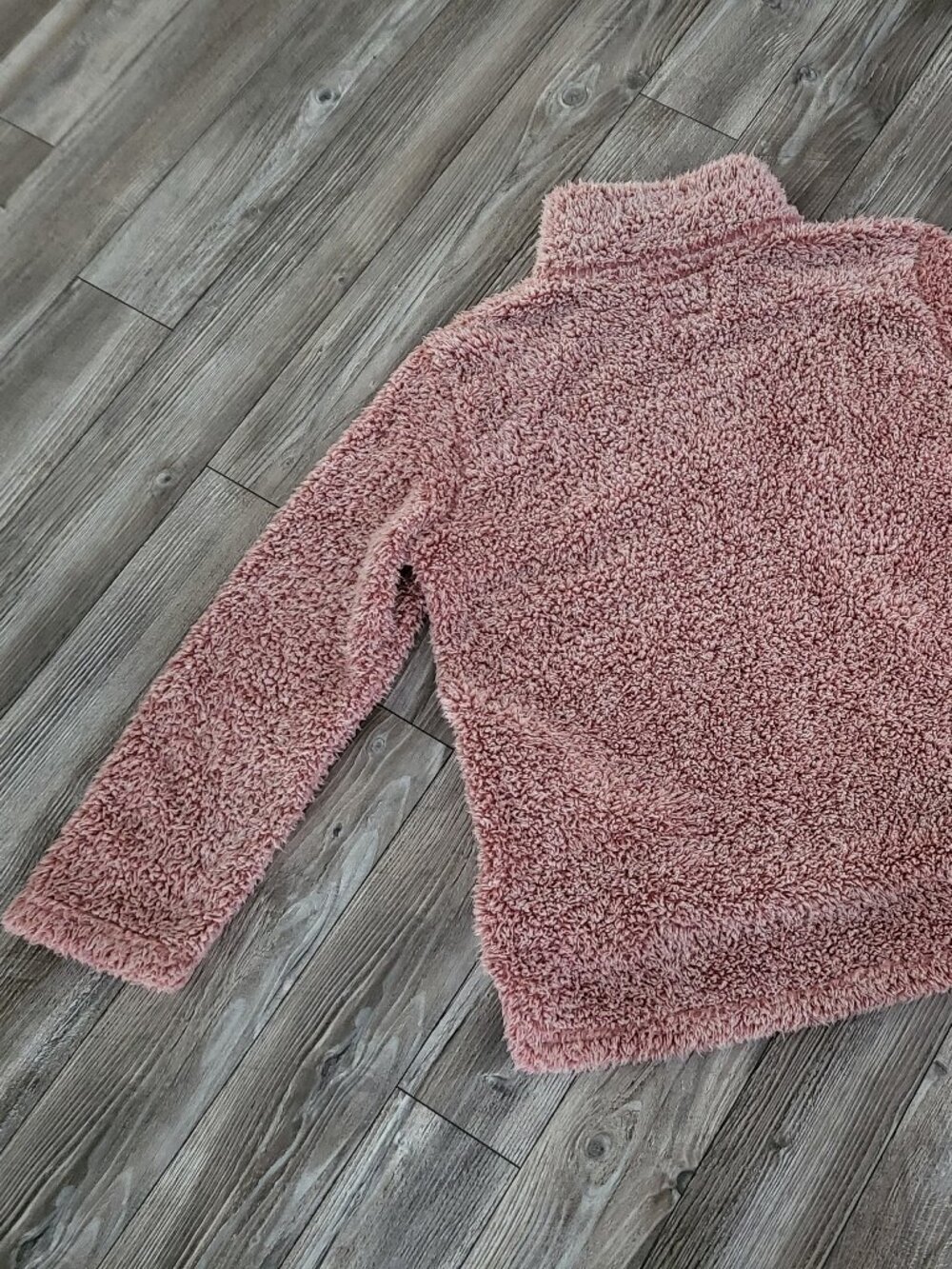 Sherpa Fleece Quarter-Zip Pullover XL Pink Oversized Style - Picture 9 of 12